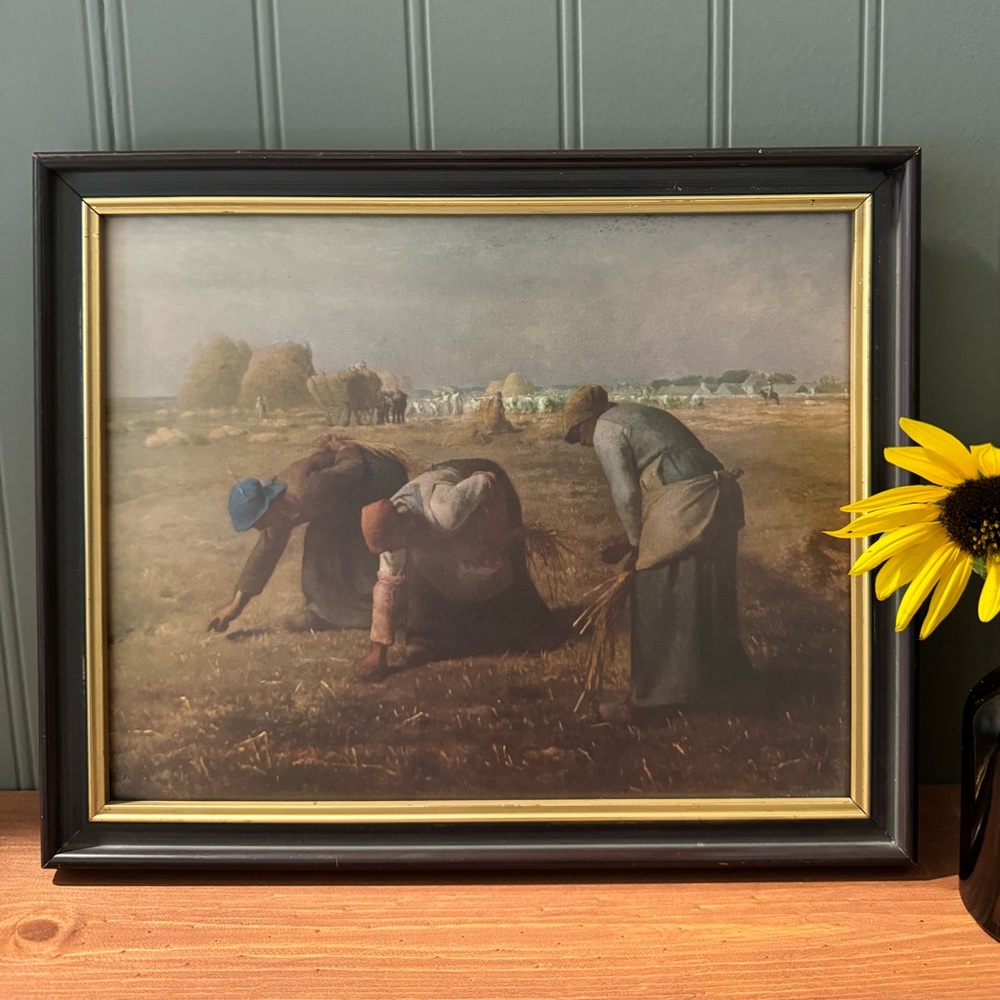 The Gleaners vintage framed oil painting print